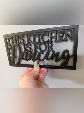 Black metal trivet "Kitchen is for Dancing"